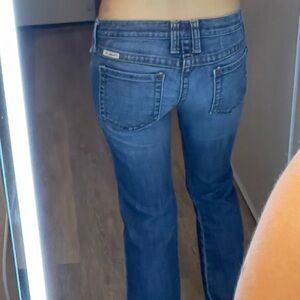 Frankie B. Blue Boot Cut Jeans with Mid-Rise Fit